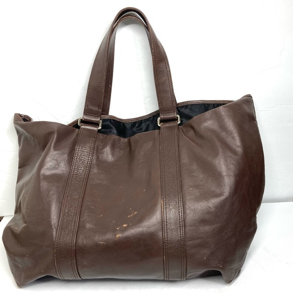 Y2K Marc Jacobs Large Brown Leather Horizontal Tote Bag  22x17" Big Tote - Picture 2 of 16